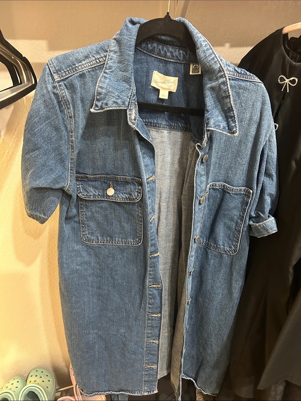 Classic Blue Denim Button-Up Shirt Dress
